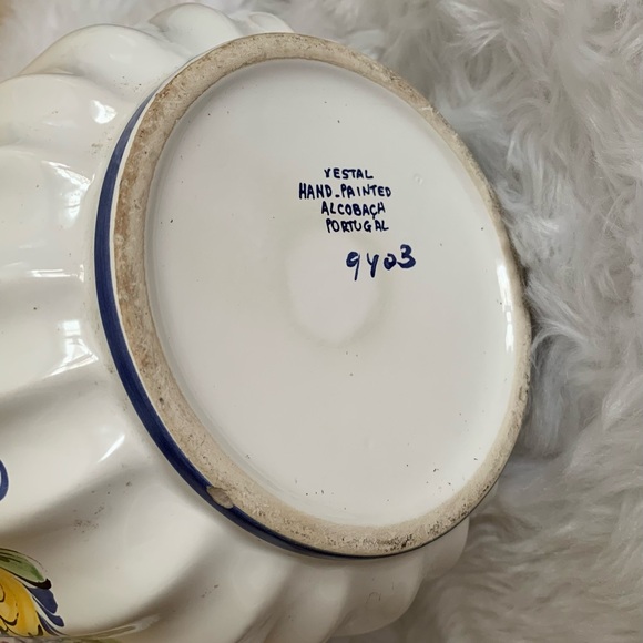VESTAL Vintage Hand floral painted Alcobach Portugal ceramic planter pot… - Picture 3 of 12